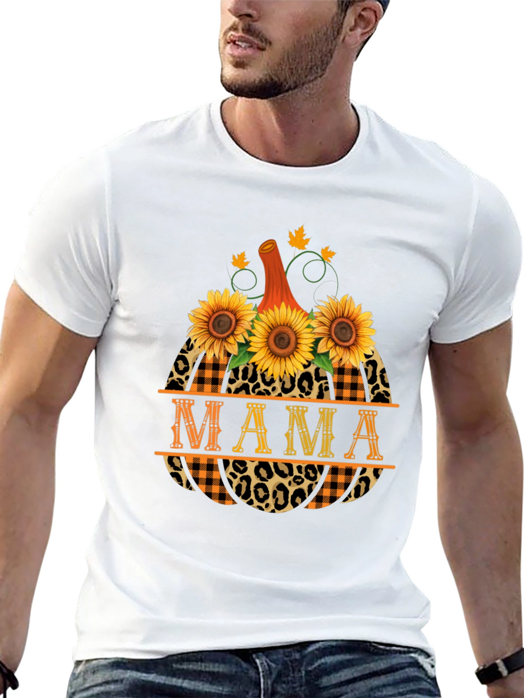 Mama Pumpkin Sunflower Graphic T-Shirt