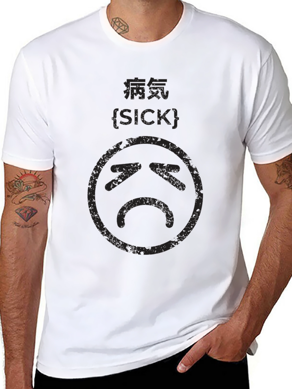 Sad Sick Graphic Tee - Black Cotton Blend