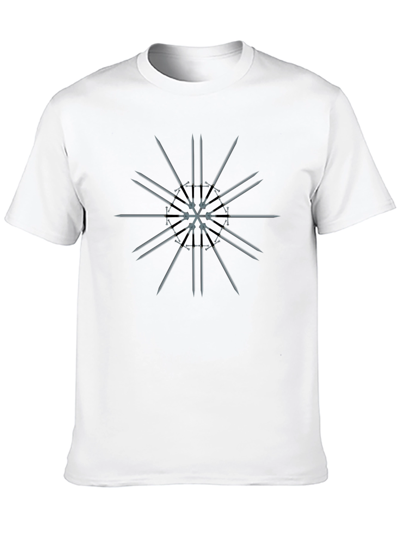 Sword Snowflake Graphic Black T-Shirt