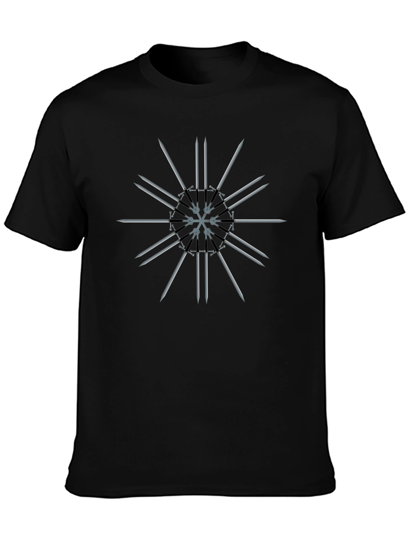 Sword Snowflake Graphic Black T-Shirt