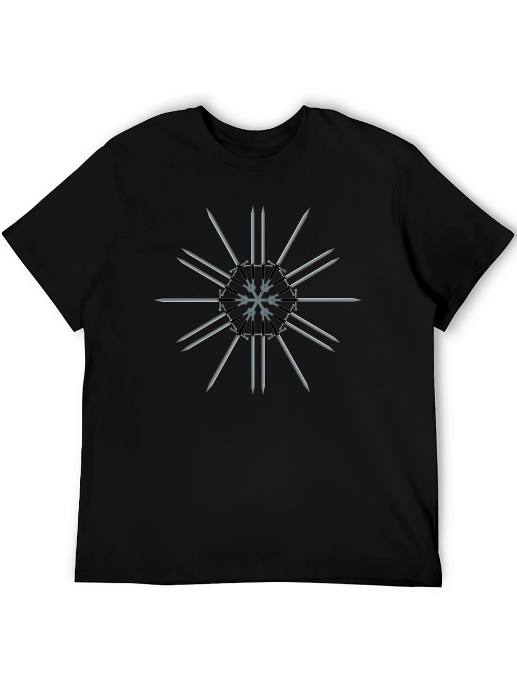 Sword Snowflake Graphic Black T-Shirt