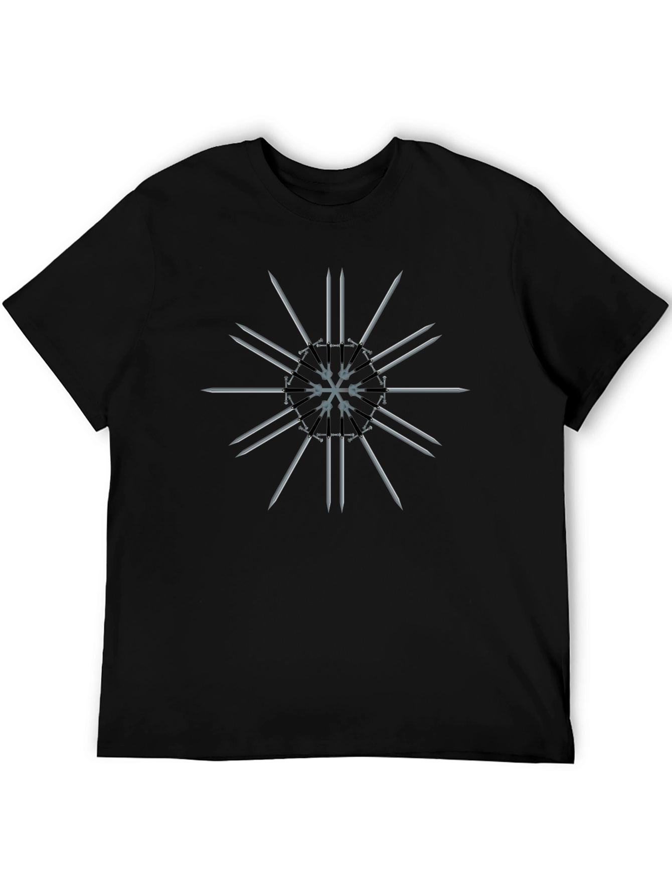 Sword Snowflake Graphic Black T-Shirt