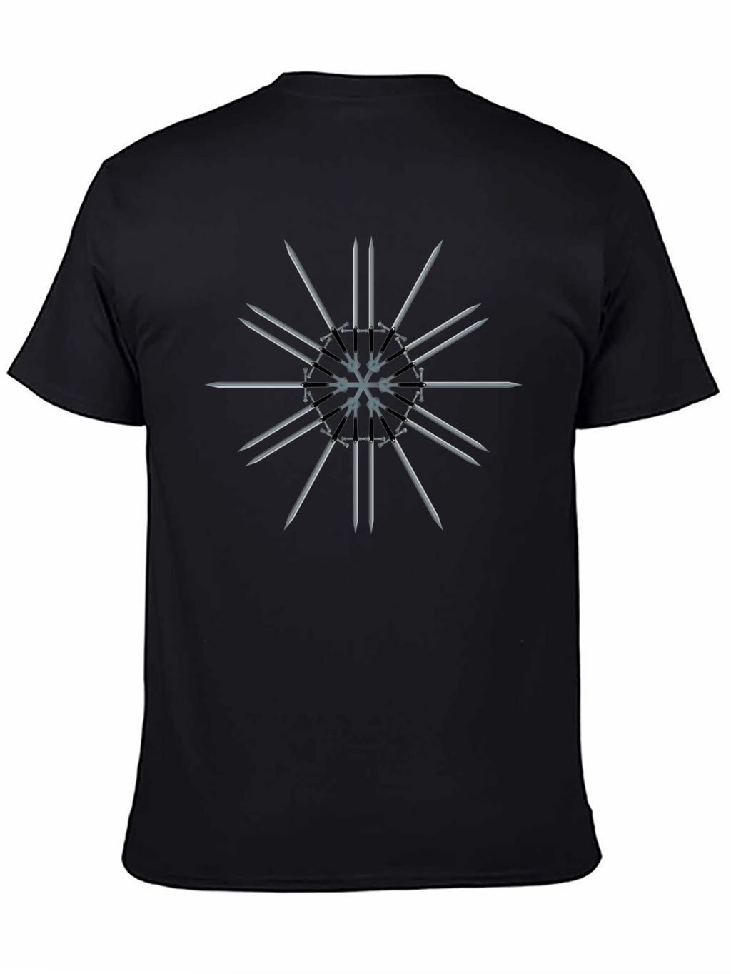 Sword Snowflake Graphic Black T-Shirt