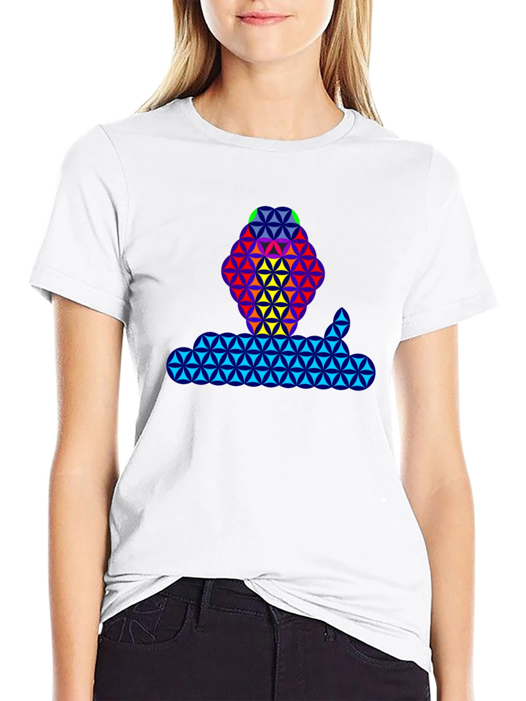 Geometric Flower of Life T-Shirt - Black