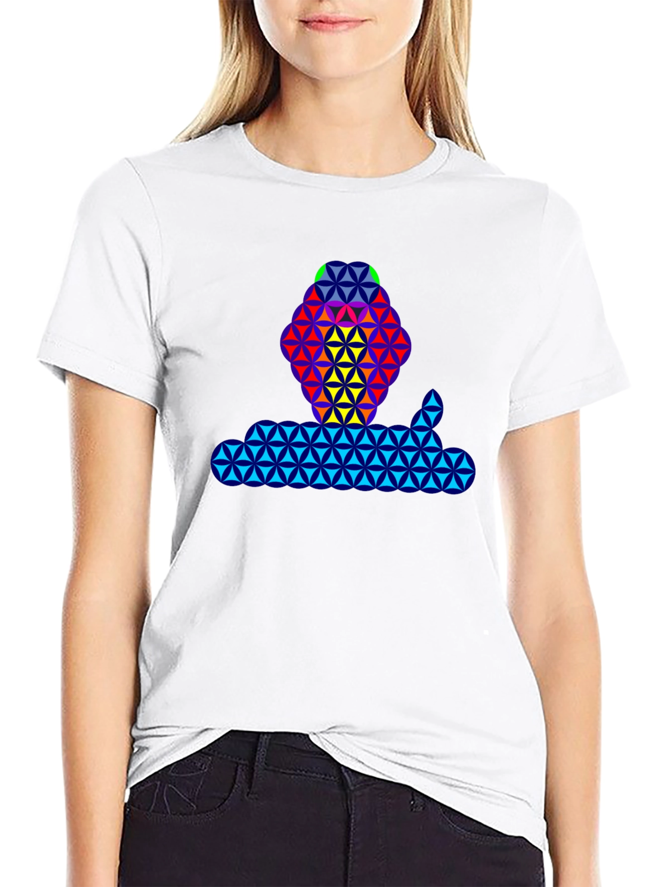 Geometric Flower of Life T-Shirt - Black