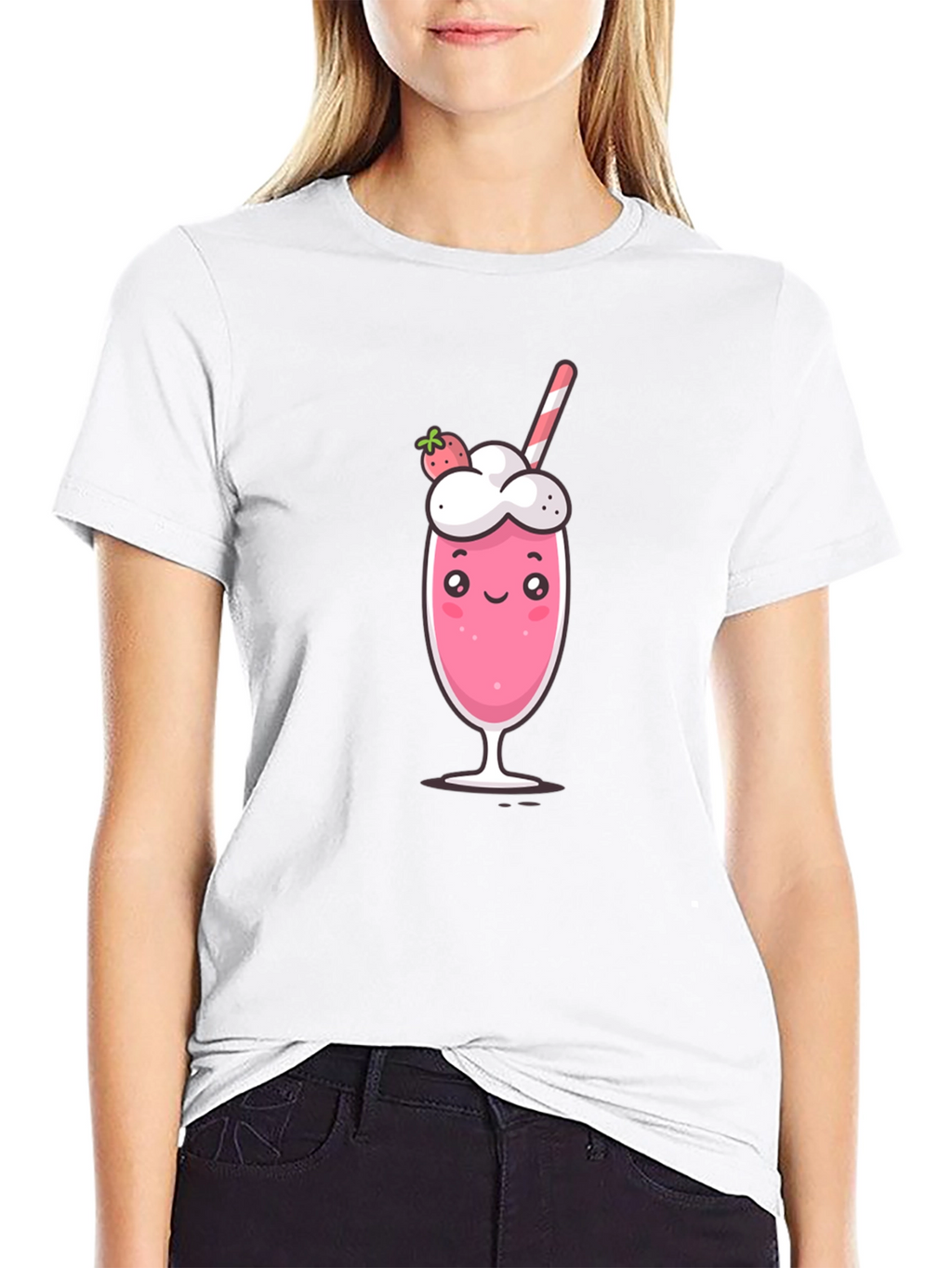 Cute Strawberry Milkshake Graphic Tee