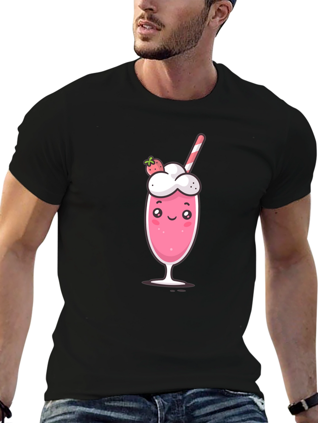 Cute Strawberry Milkshake Graphic Tee
