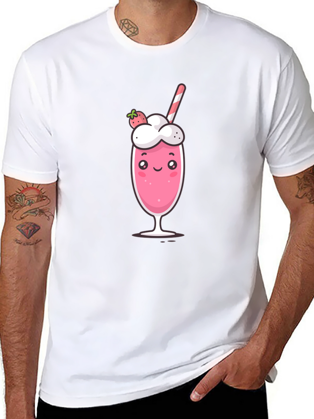 Cute Strawberry Milkshake Graphic Tee