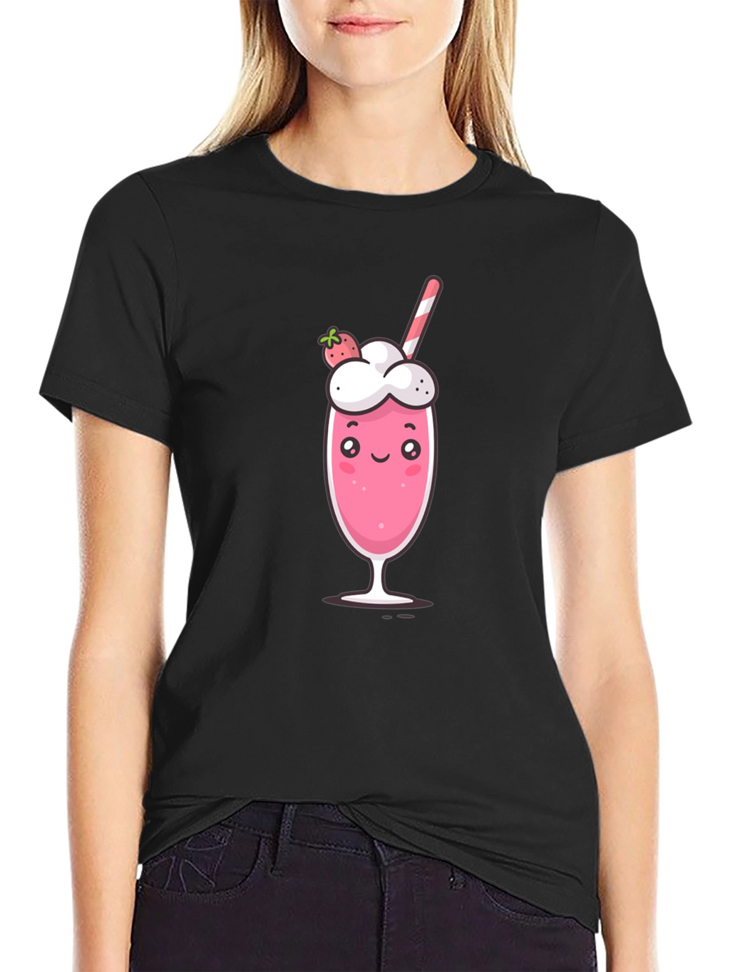 Cute Strawberry Milkshake Graphic Tee