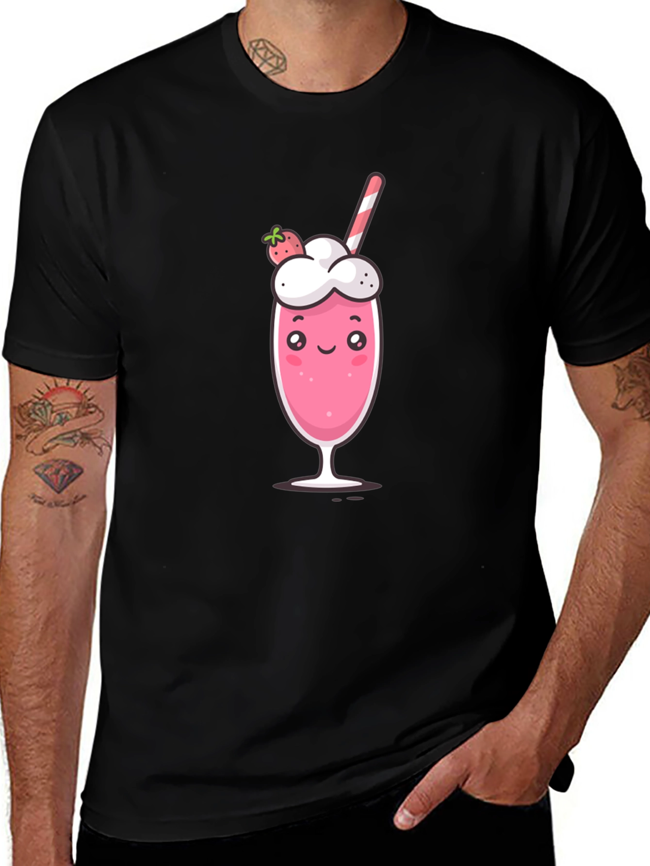 Cute Strawberry Milkshake Graphic Tee
