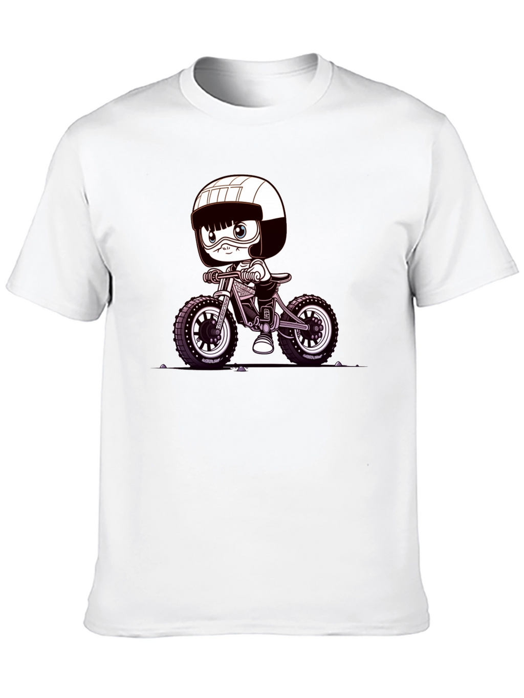 Cartoon Biker Graphic Tee - Black