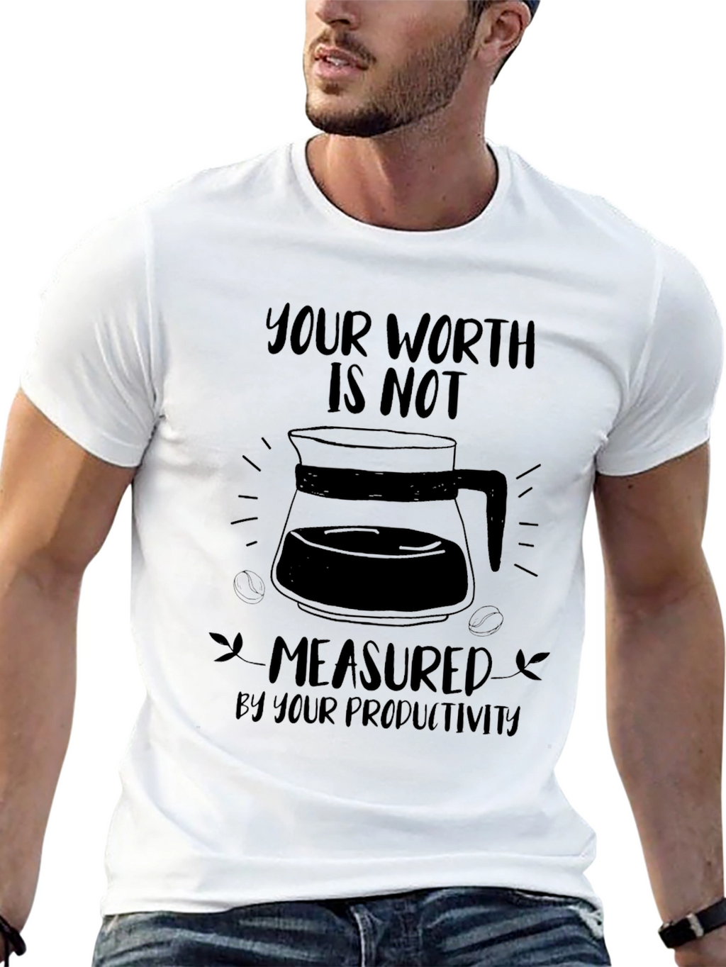 Your Worth Coffee Graphic Black T-Shirt