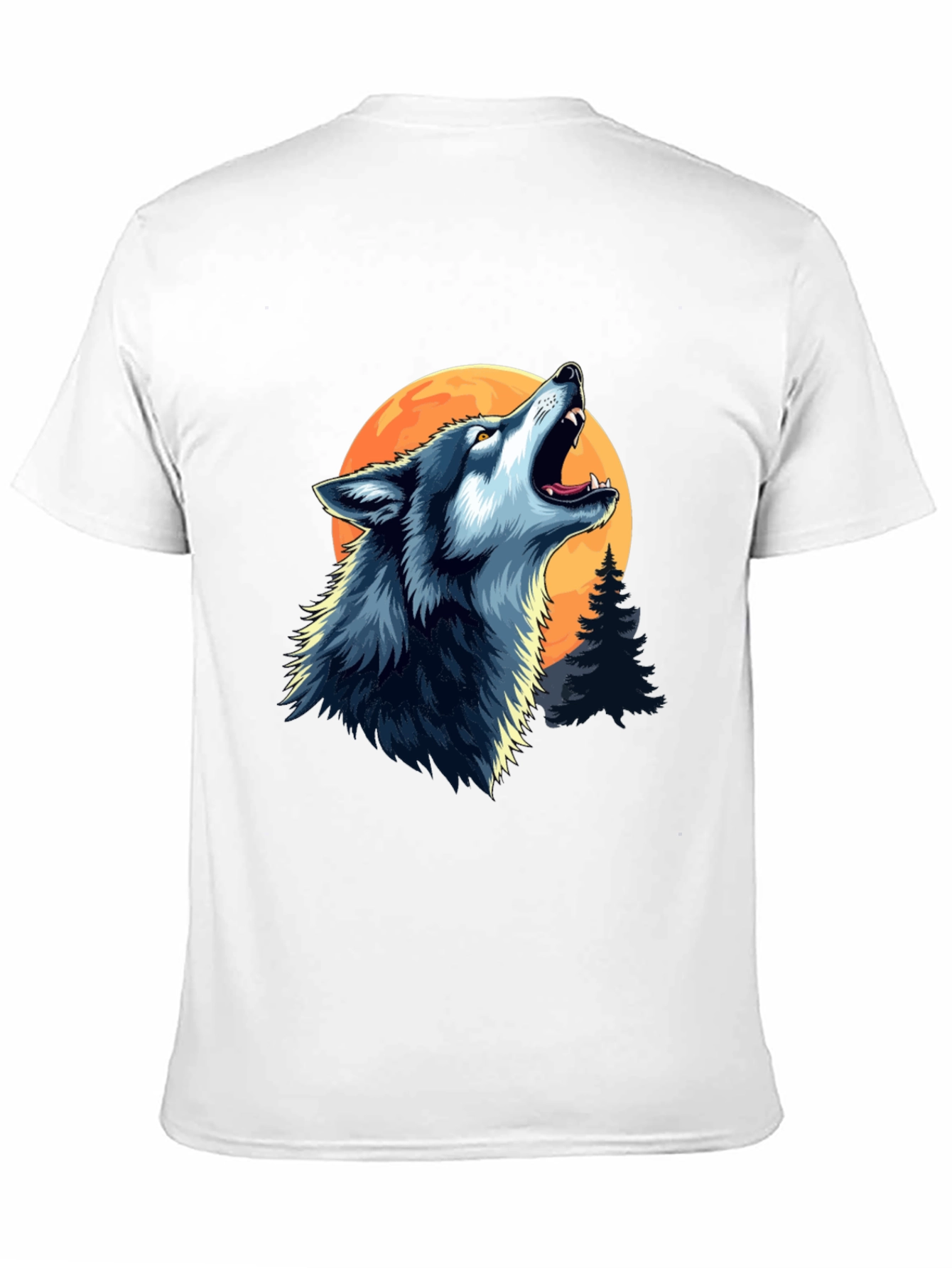 Wolf Howling at Moon Black Graphic Tee