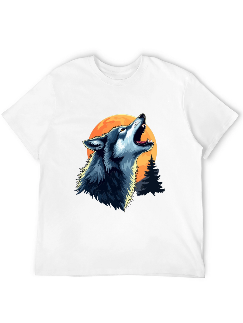 Wolf Howling at Moon Black Graphic Tee