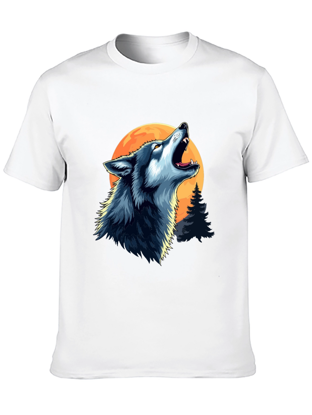 Wolf Howling at Moon Black Graphic Tee