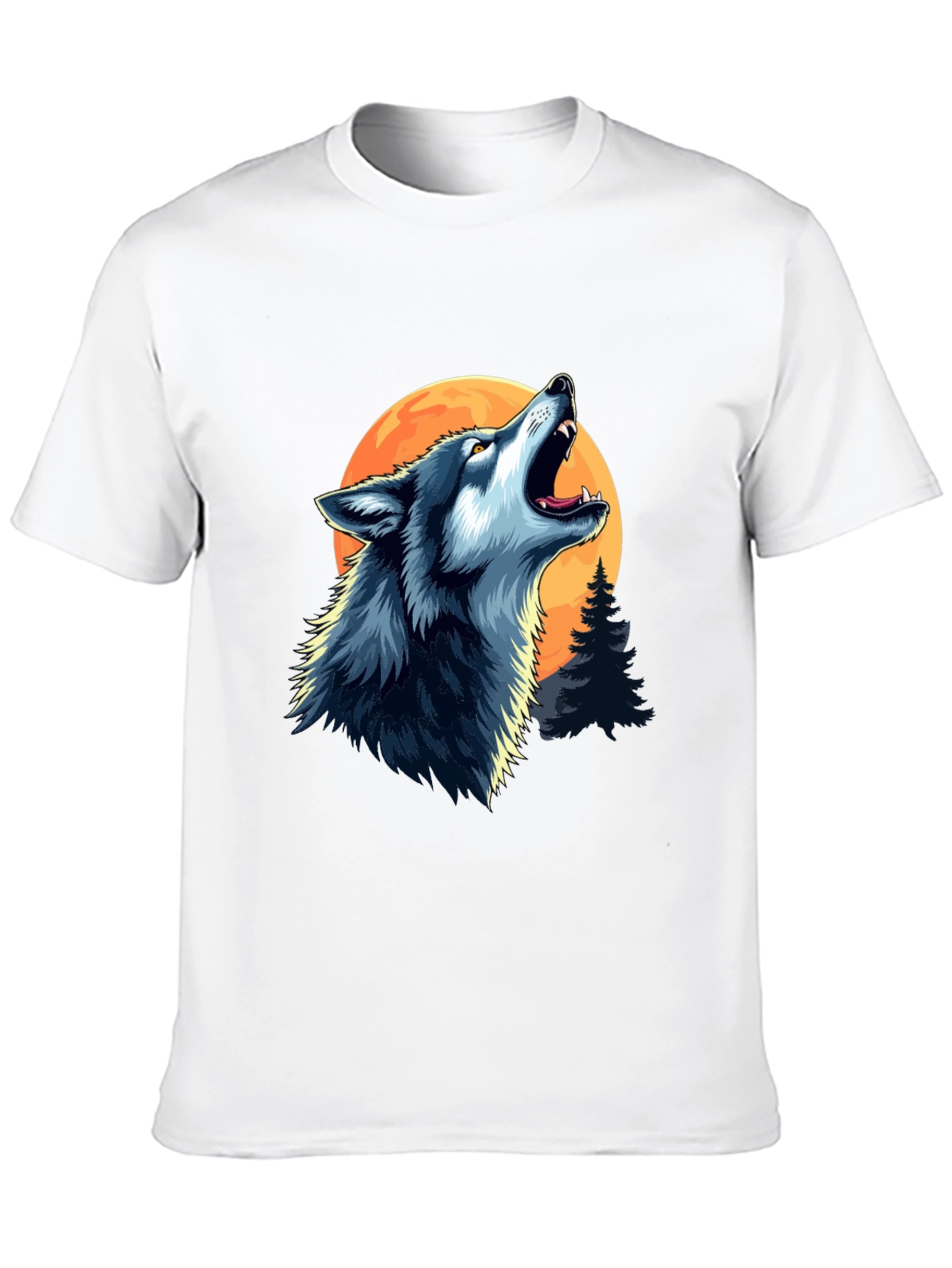 Wolf Howling at Moon Black Graphic Tee