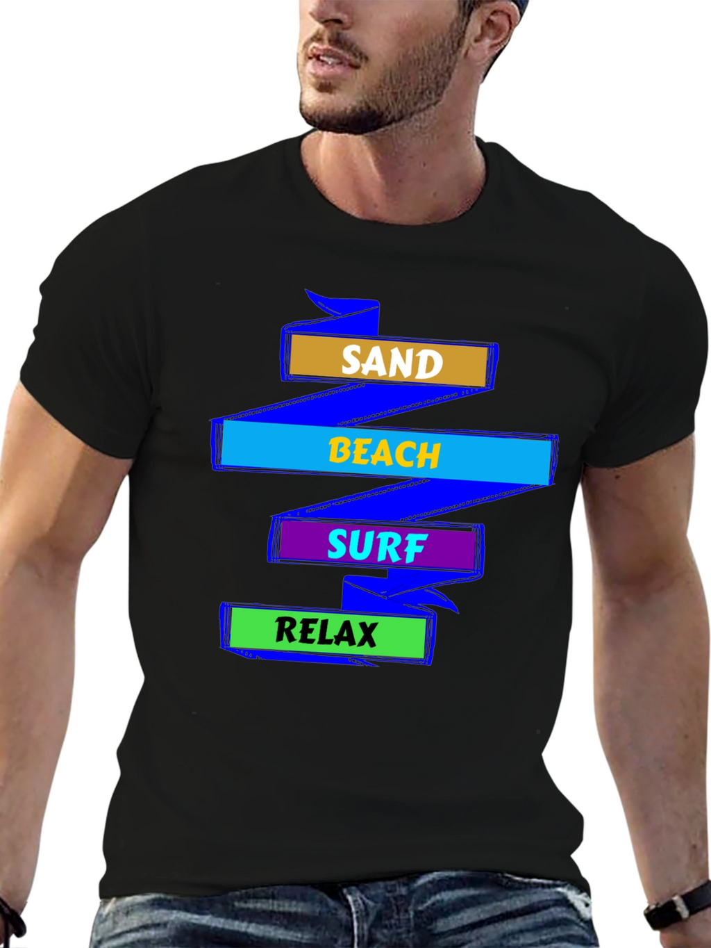 Sand Beach Surf Relax Graphic T-Shirt
