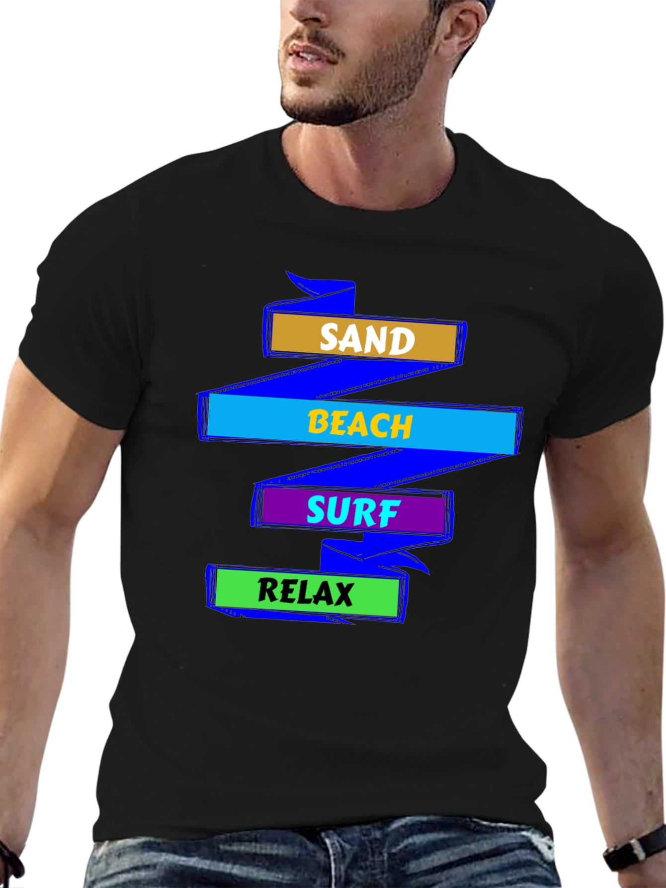 Sand Beach Surf Relax Graphic T-Shirt