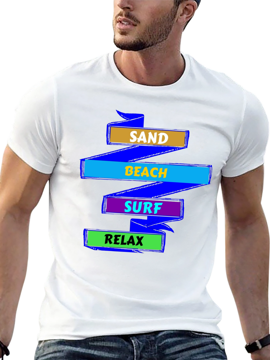 Sand Beach Surf Relax Graphic T-Shirt
