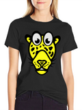 Funky Leopard Graphic Tee - Black Cotton T-Shirt