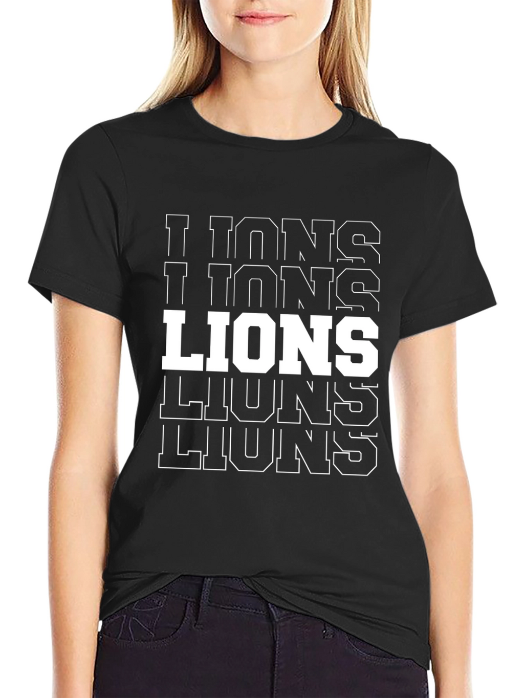 Bold Lions Graphic Tee - Black Cotton T-Shirt