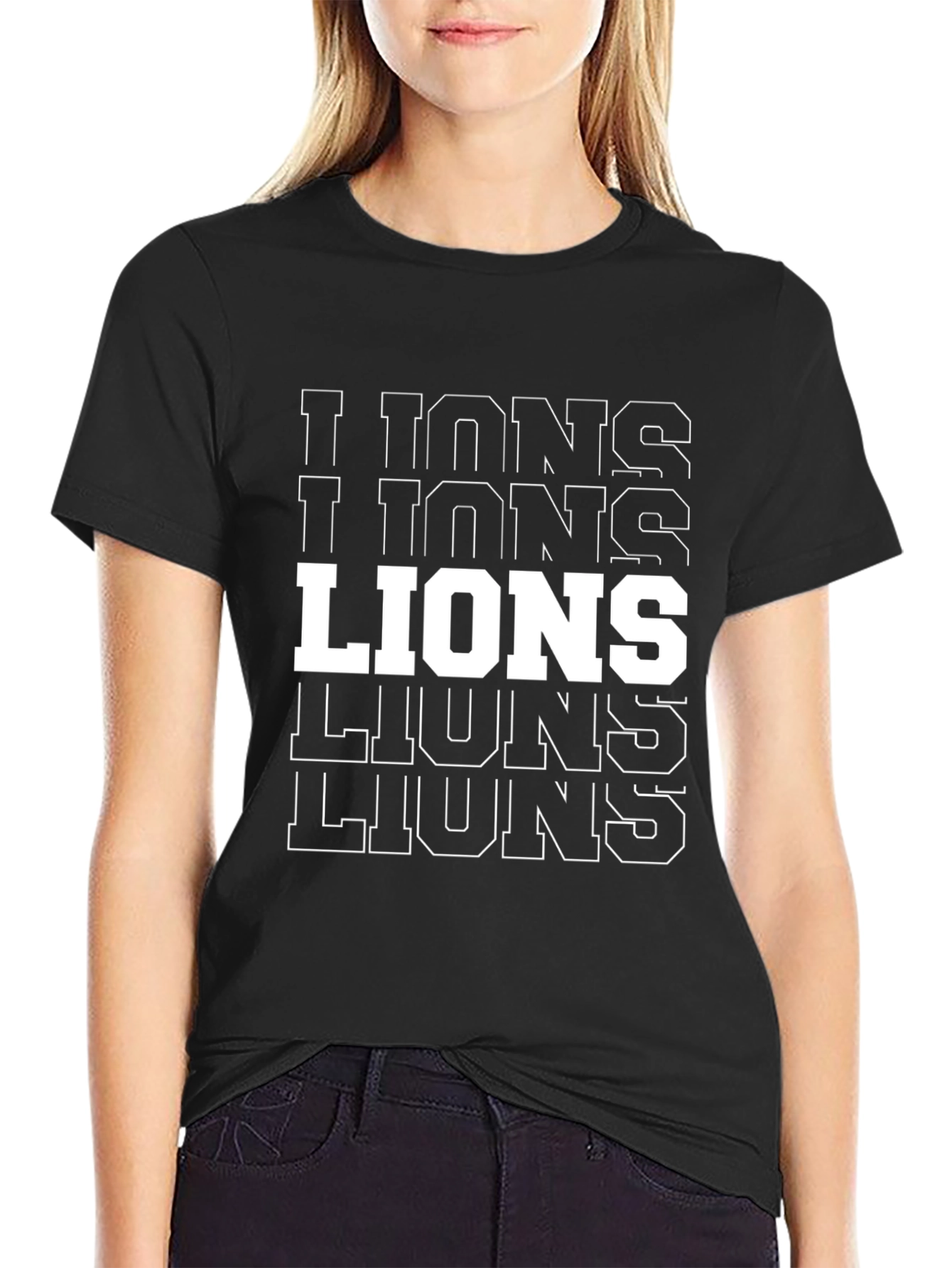 Bold Lions Graphic Tee - Black Cotton T-Shirt
