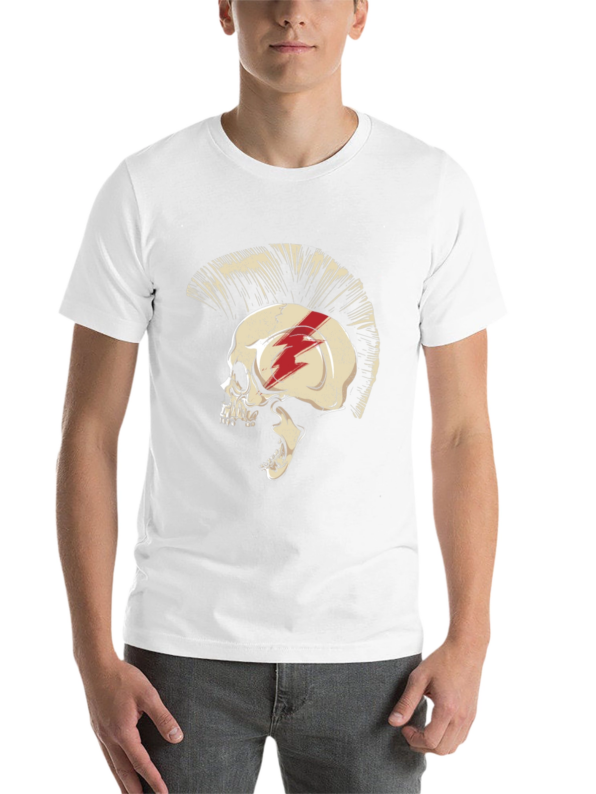 Skull Mohawk Graphic Tee - Edgy Style