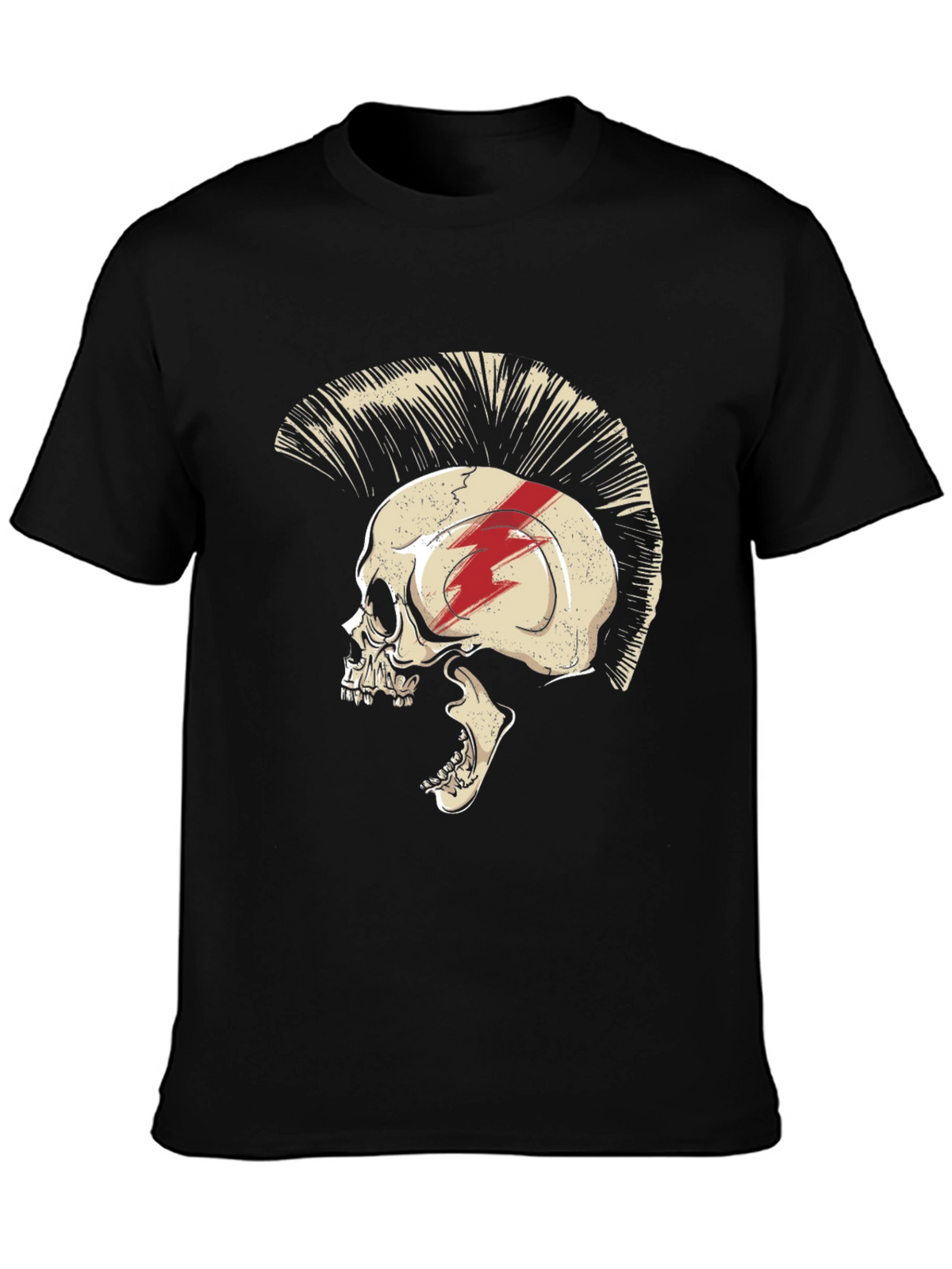 Skull Mohawk Graphic Tee - Edgy Style