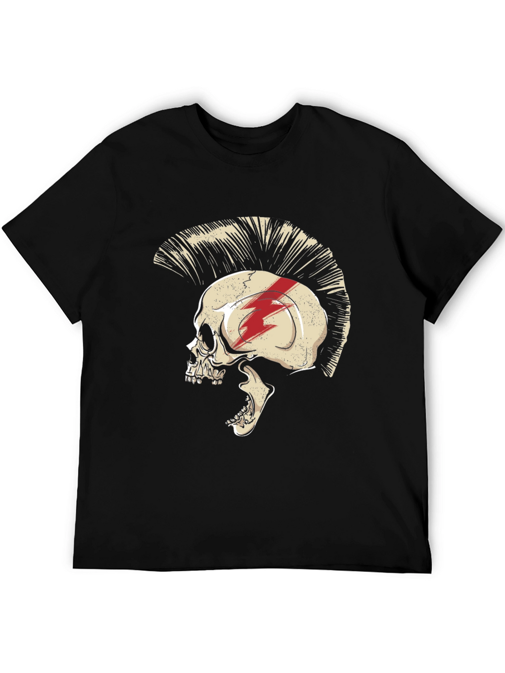 Skull Mohawk Graphic Tee - Edgy Style