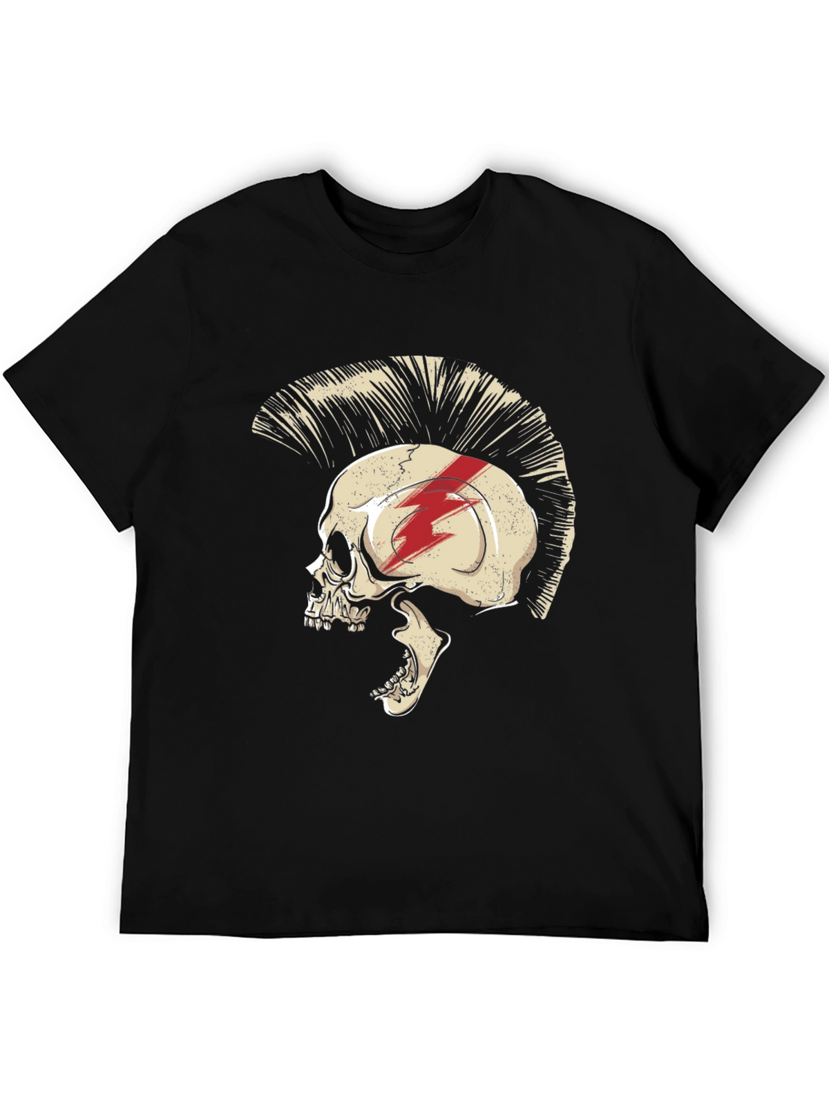 Skull Mohawk Graphic Tee - Edgy Style