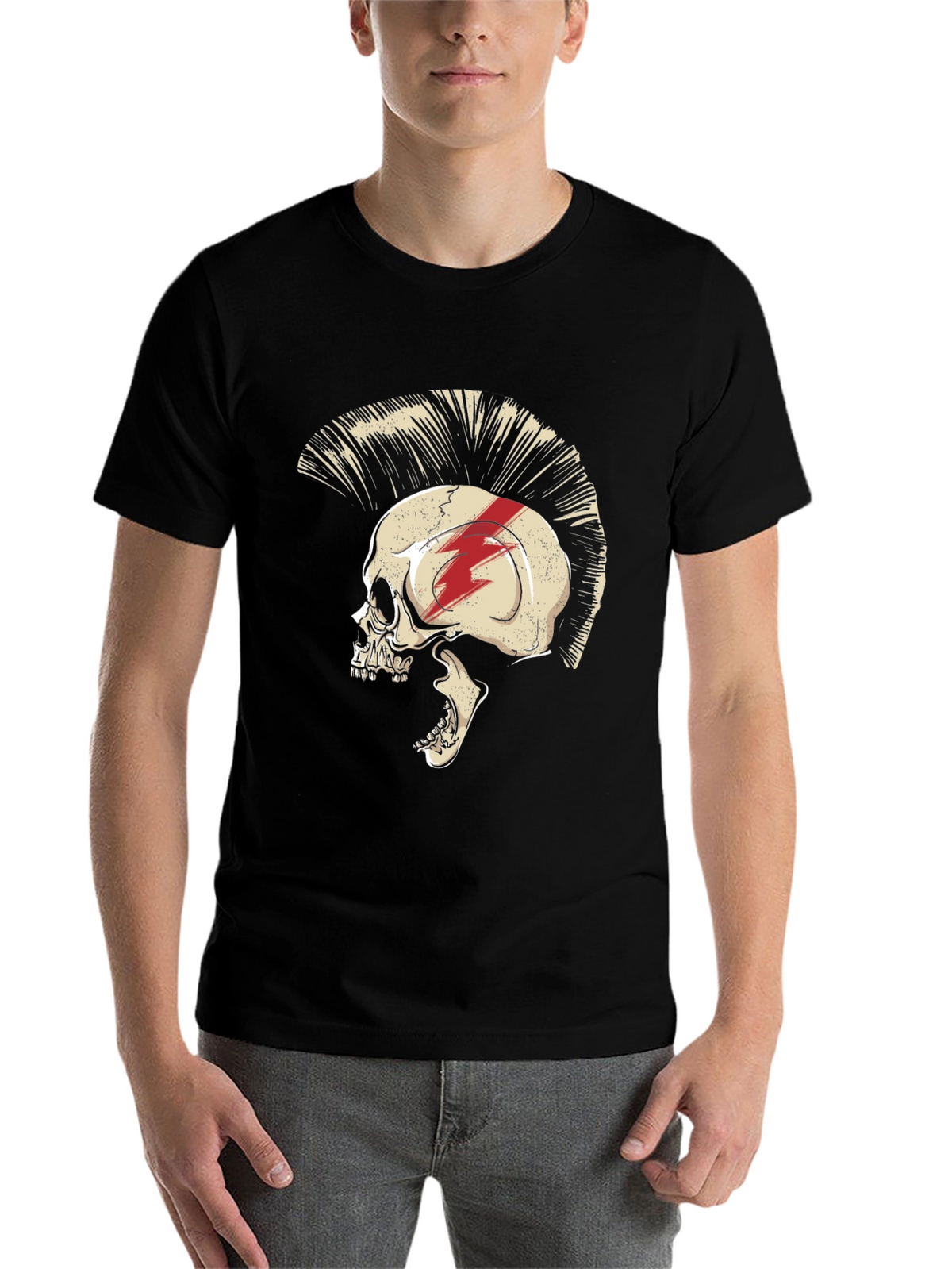 Skull Mohawk Graphic Tee - Edgy Style