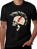 Skull Mohawk Graphic Tee - Edgy Style