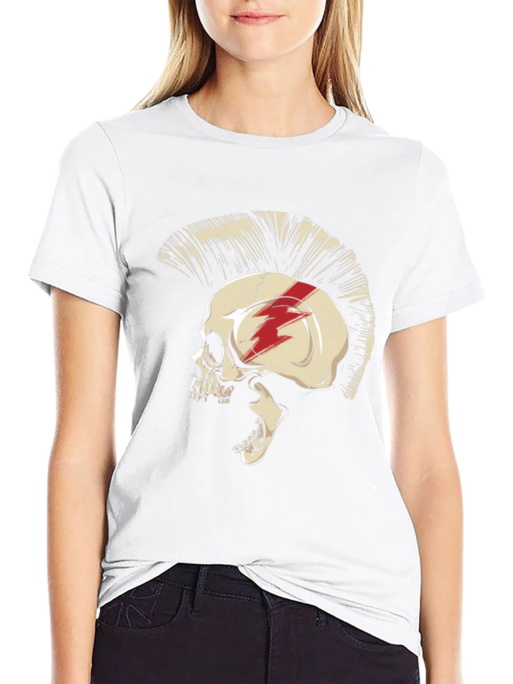 Skull Mohawk Graphic Tee - Edgy Style