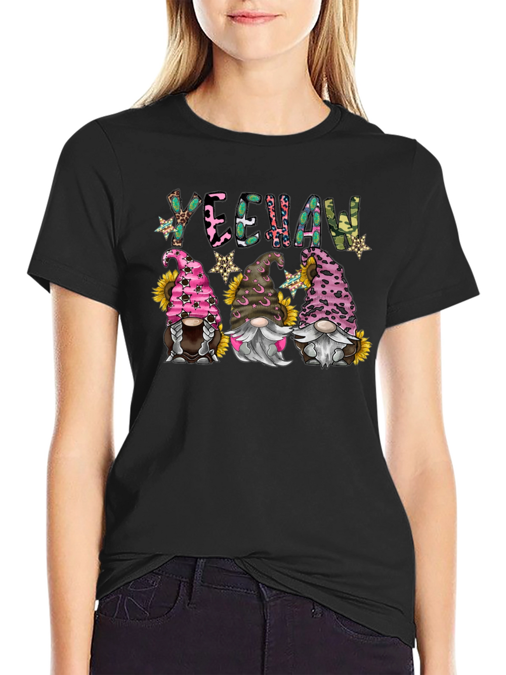 Yeehaw Gnomes Black Graphic Tee