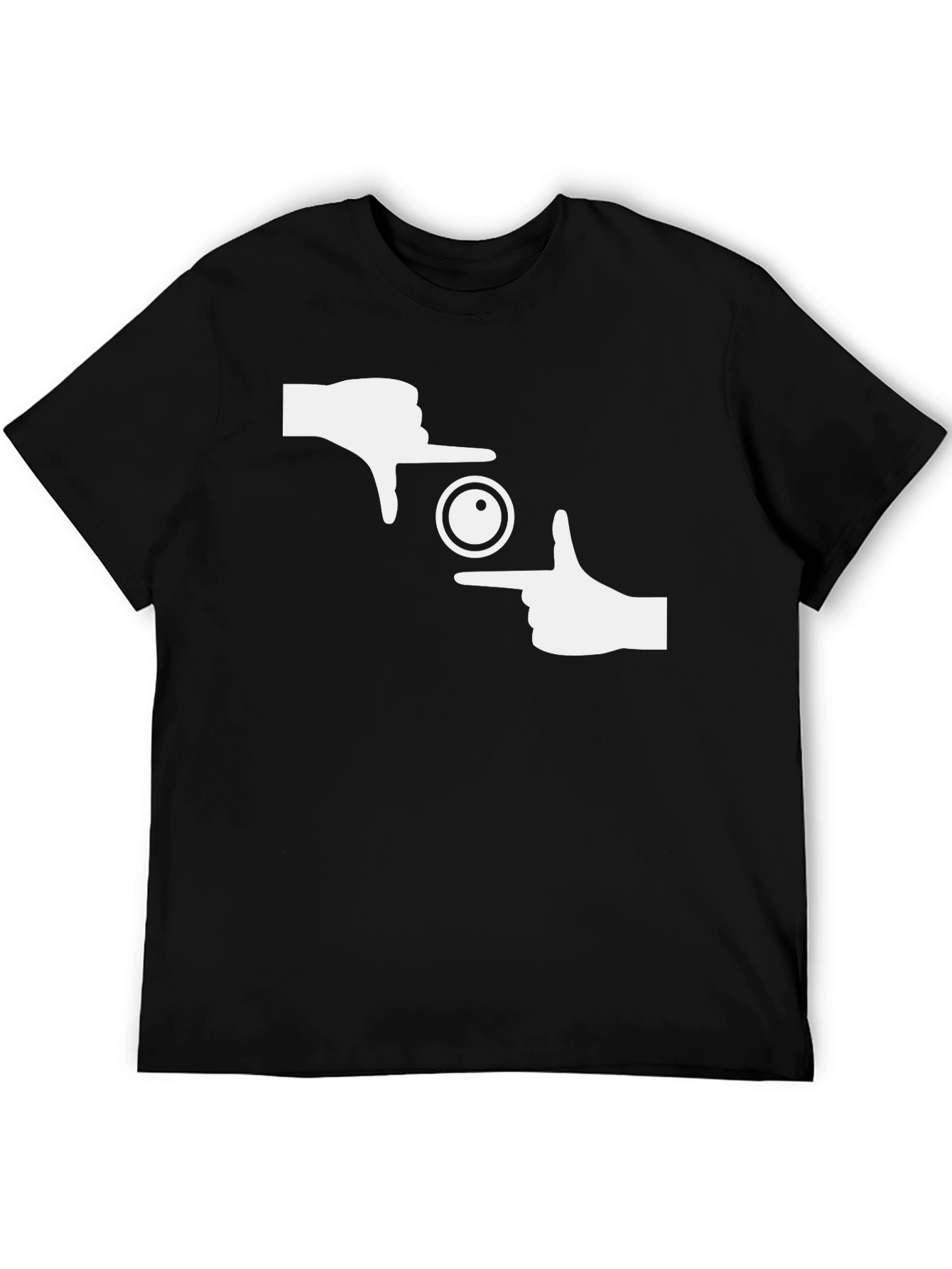 Photographer Frame Hands Graphic Tee - Black Cotton T-Shirt