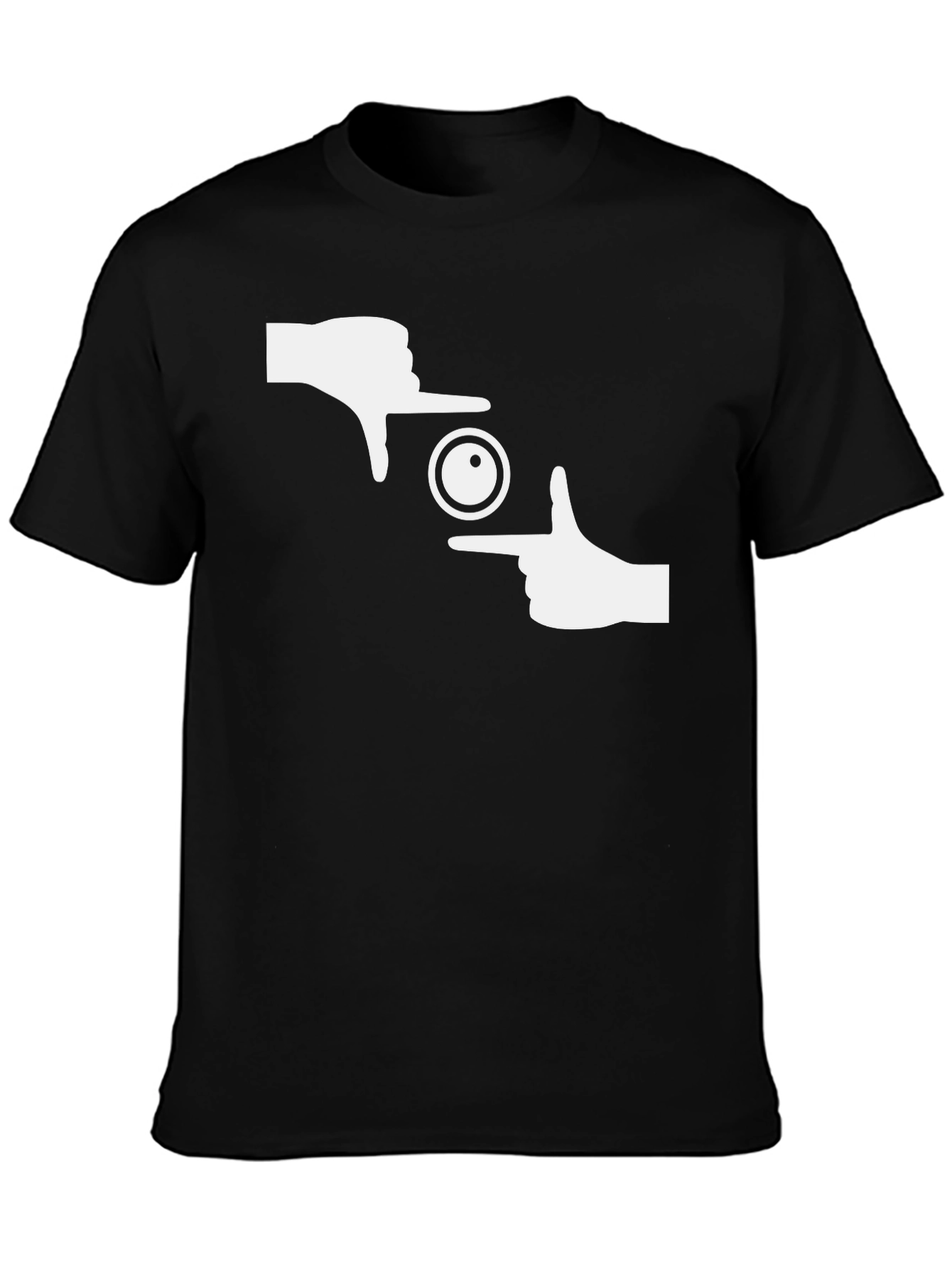 Photographer Frame Hands Graphic Tee - Black Cotton T-Shirt