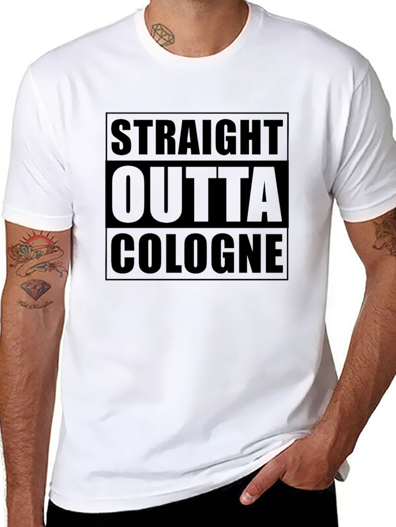 Straight Outta Cologne Black Graphic T-Shirt