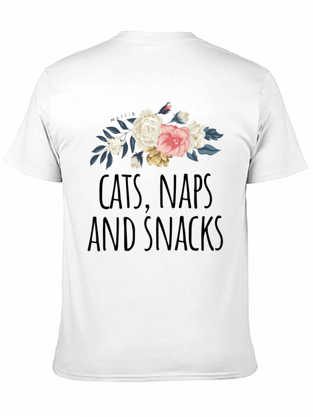 Cats Naps and Snacks Floral T-Shirt