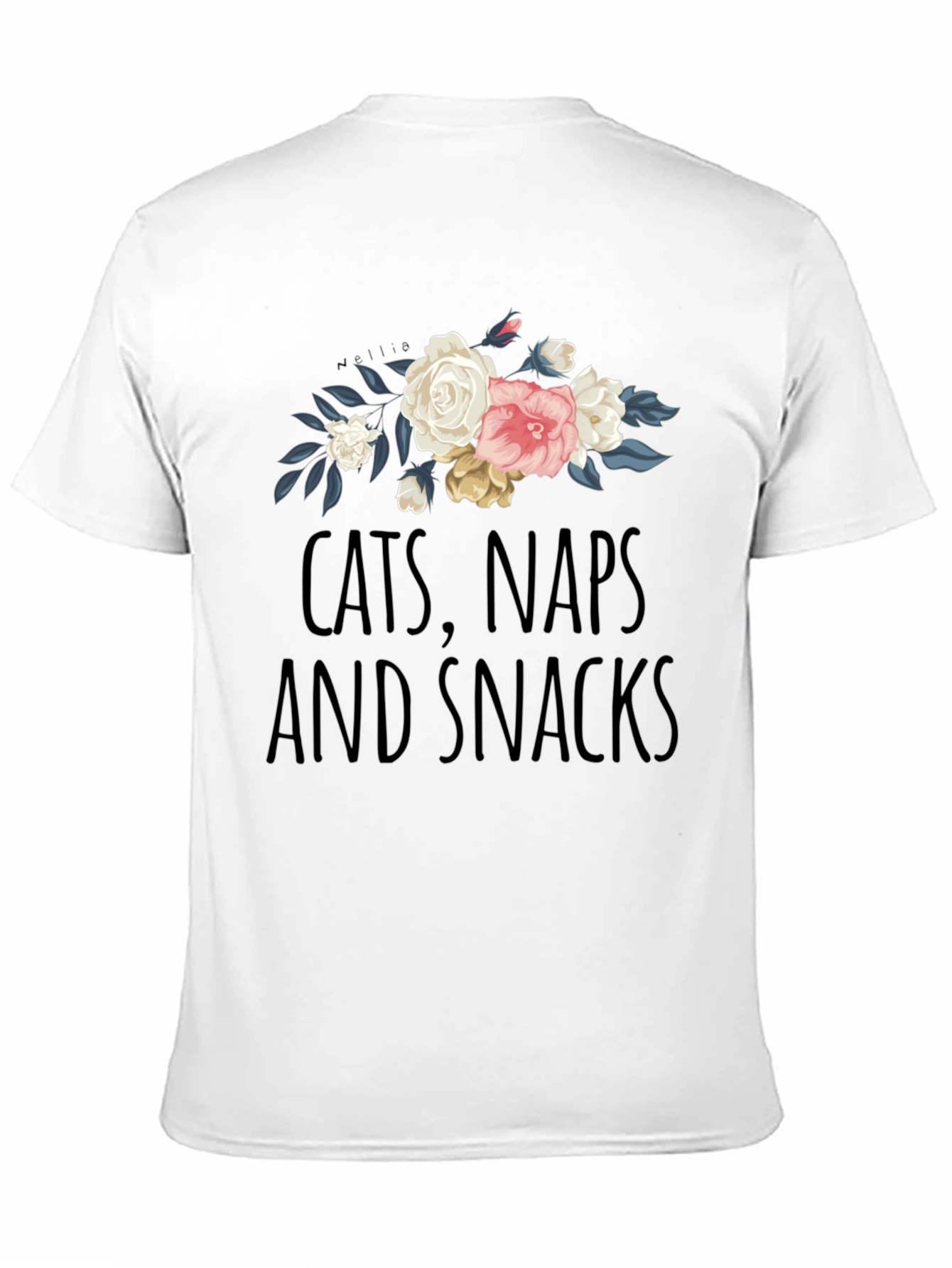 Cats Naps and Snacks Floral T-Shirt