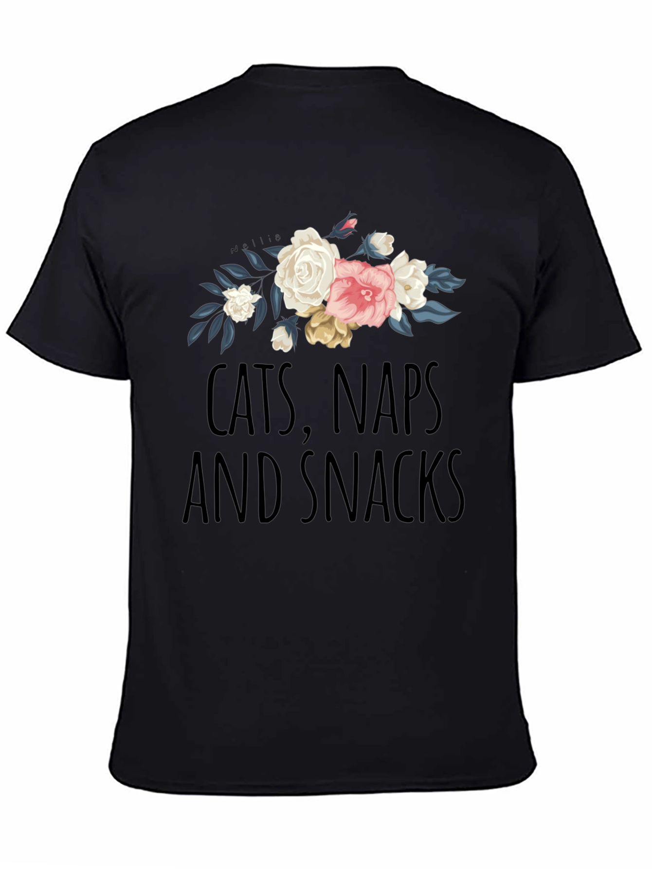 Cats Naps and Snacks Floral T-Shirt