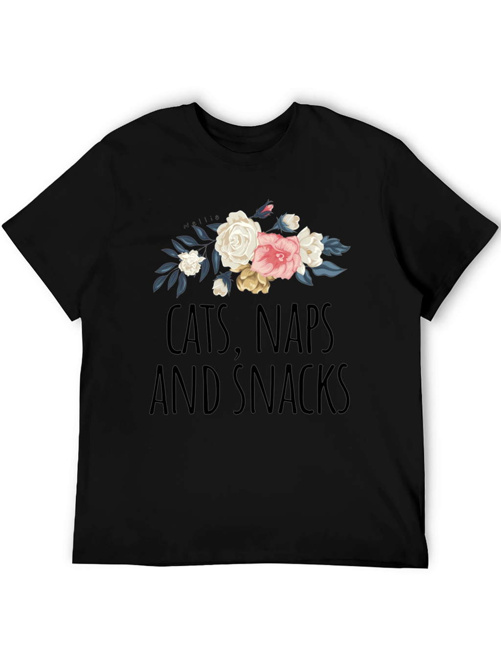 Cats Naps and Snacks Floral T-Shirt