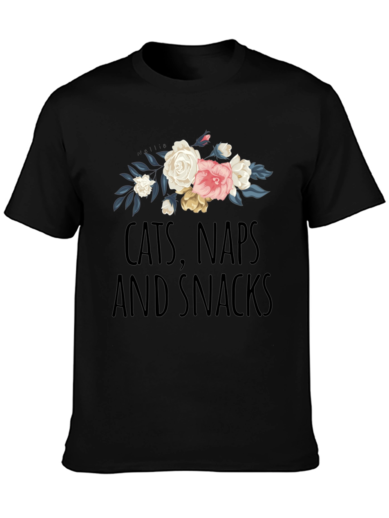 Cats Naps and Snacks Floral T-Shirt