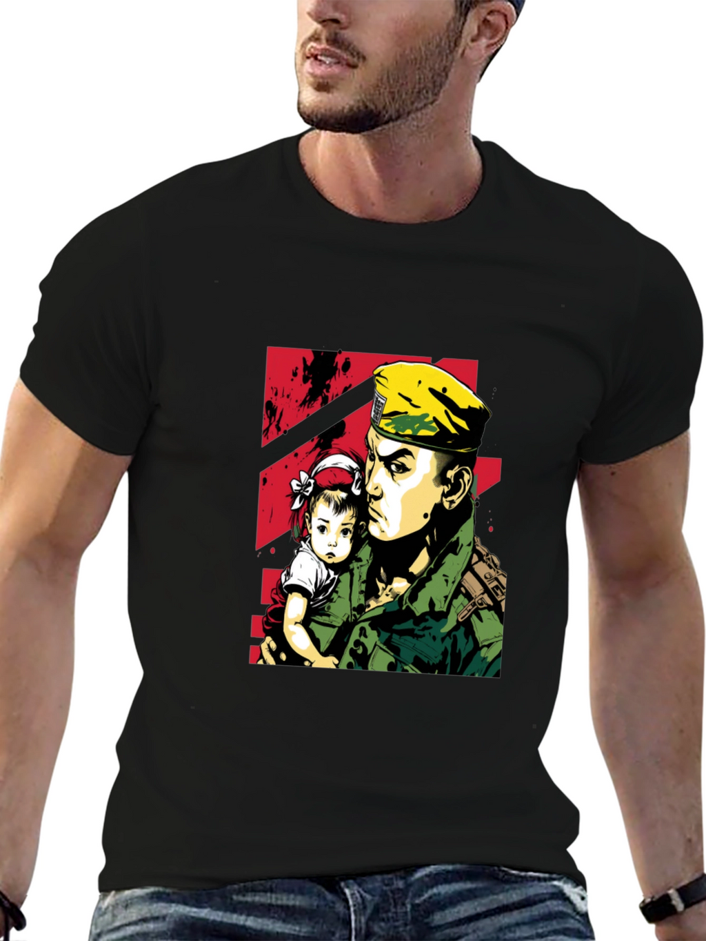 Soldier & Child Graphic Tee - Stylish Comfort