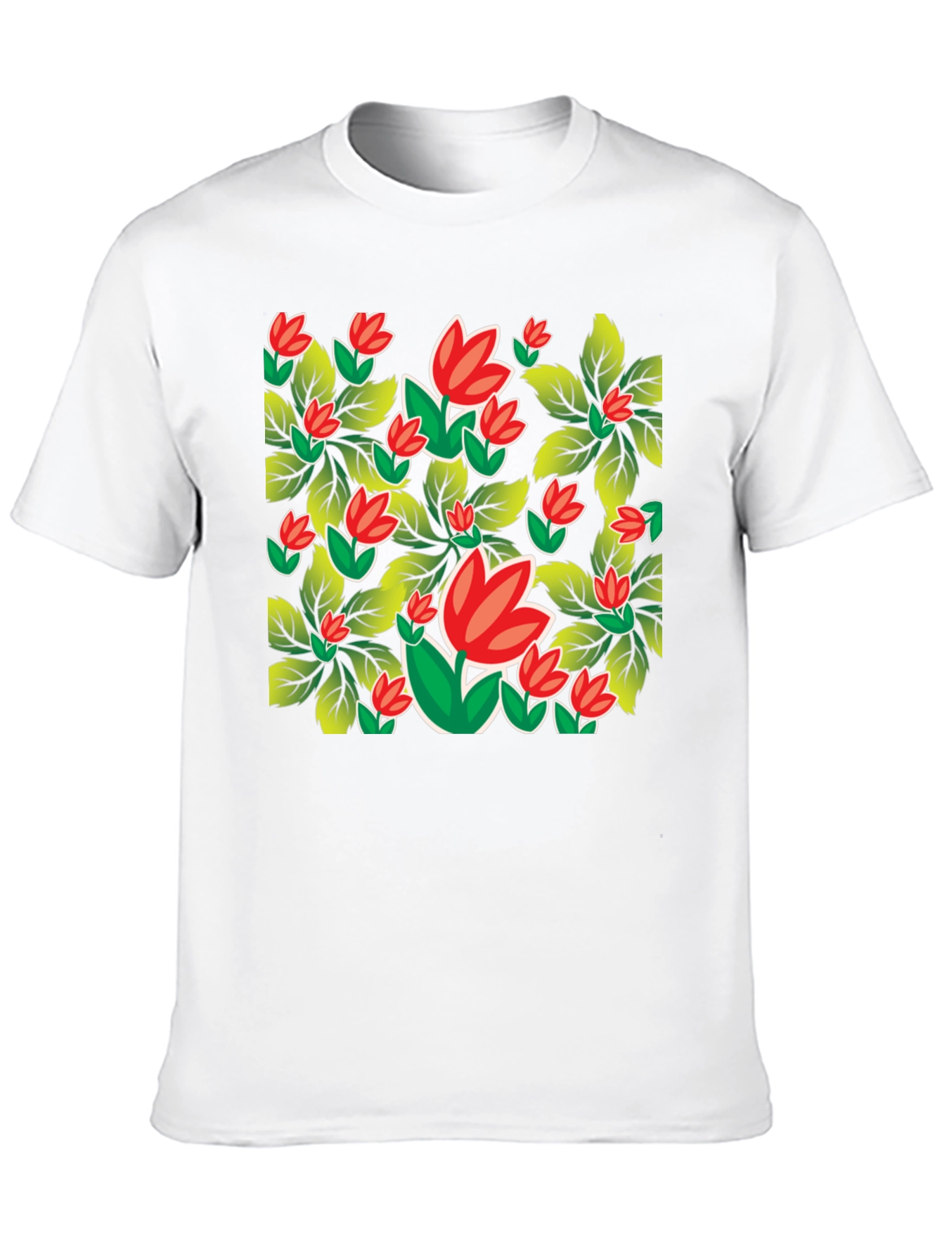 Floral Print Black Tee