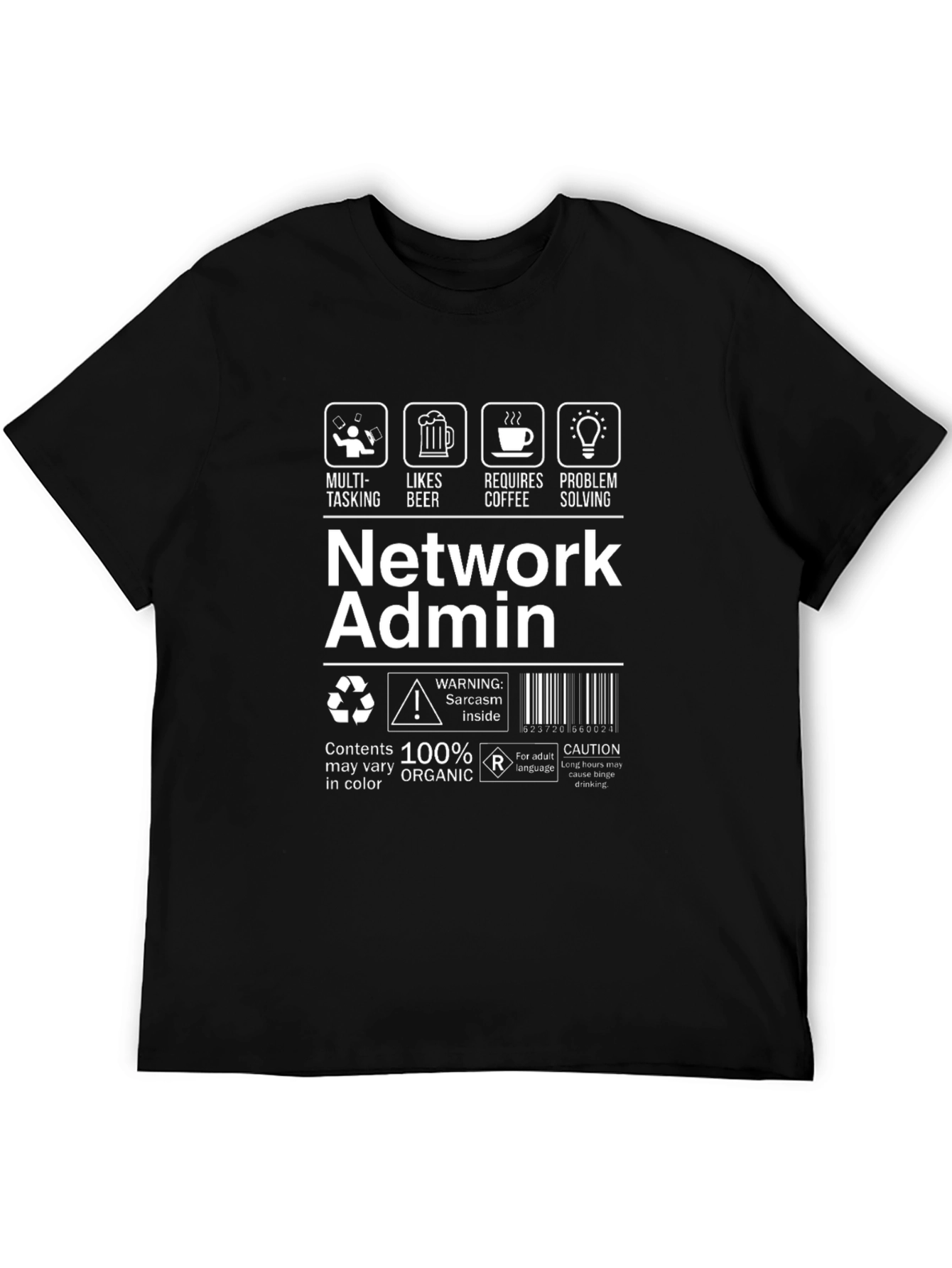Network Admin Humor T-Shirt - Multi-tasking Beer Coffee Problem Solving