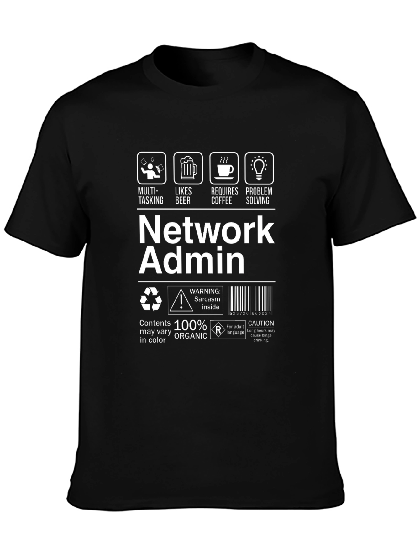 Network Admin Humor T-Shirt - Multi-tasking Beer Coffee Problem Solving