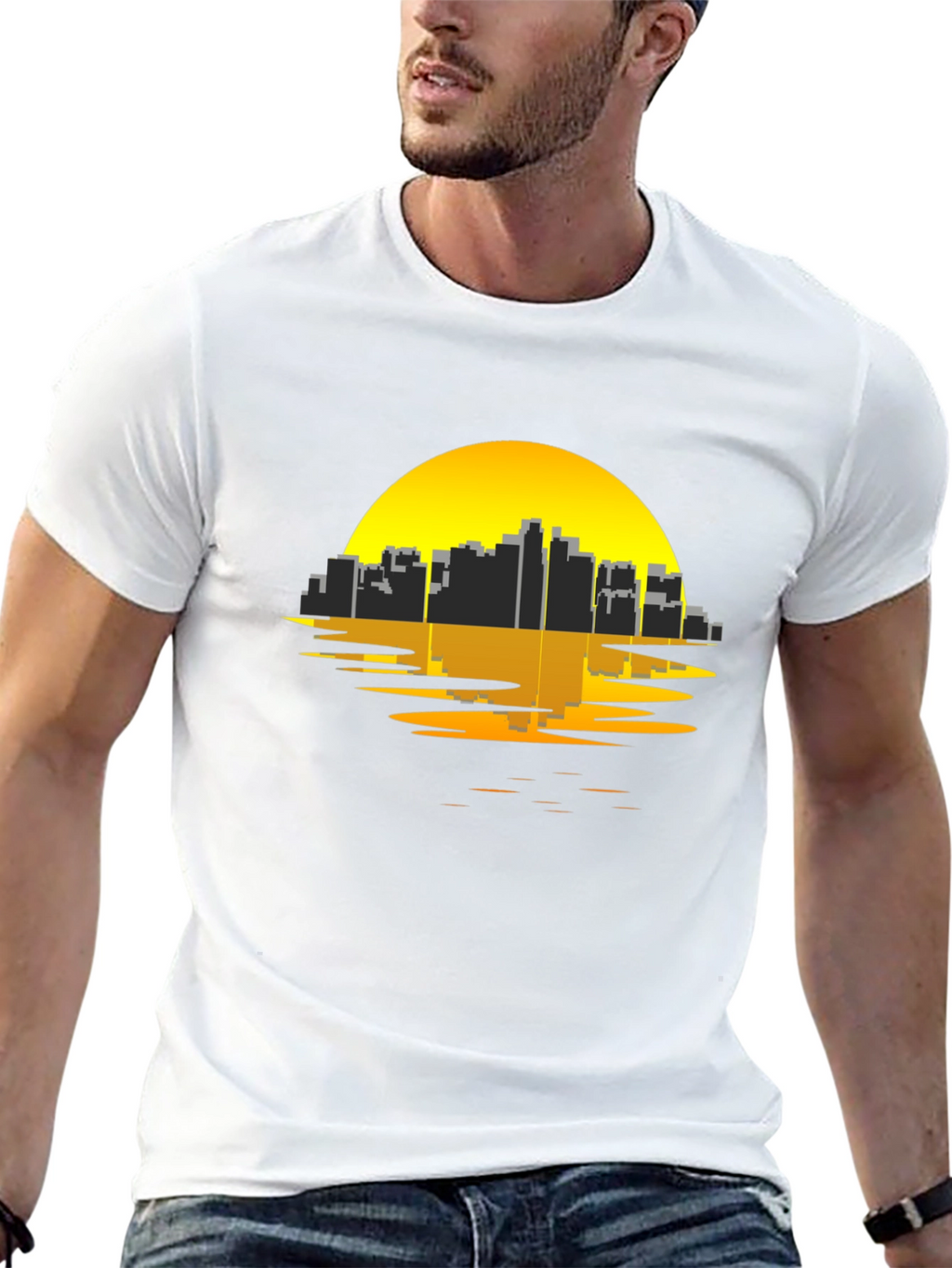 Urban Sunset Tee - Black Graphic T-Shirt