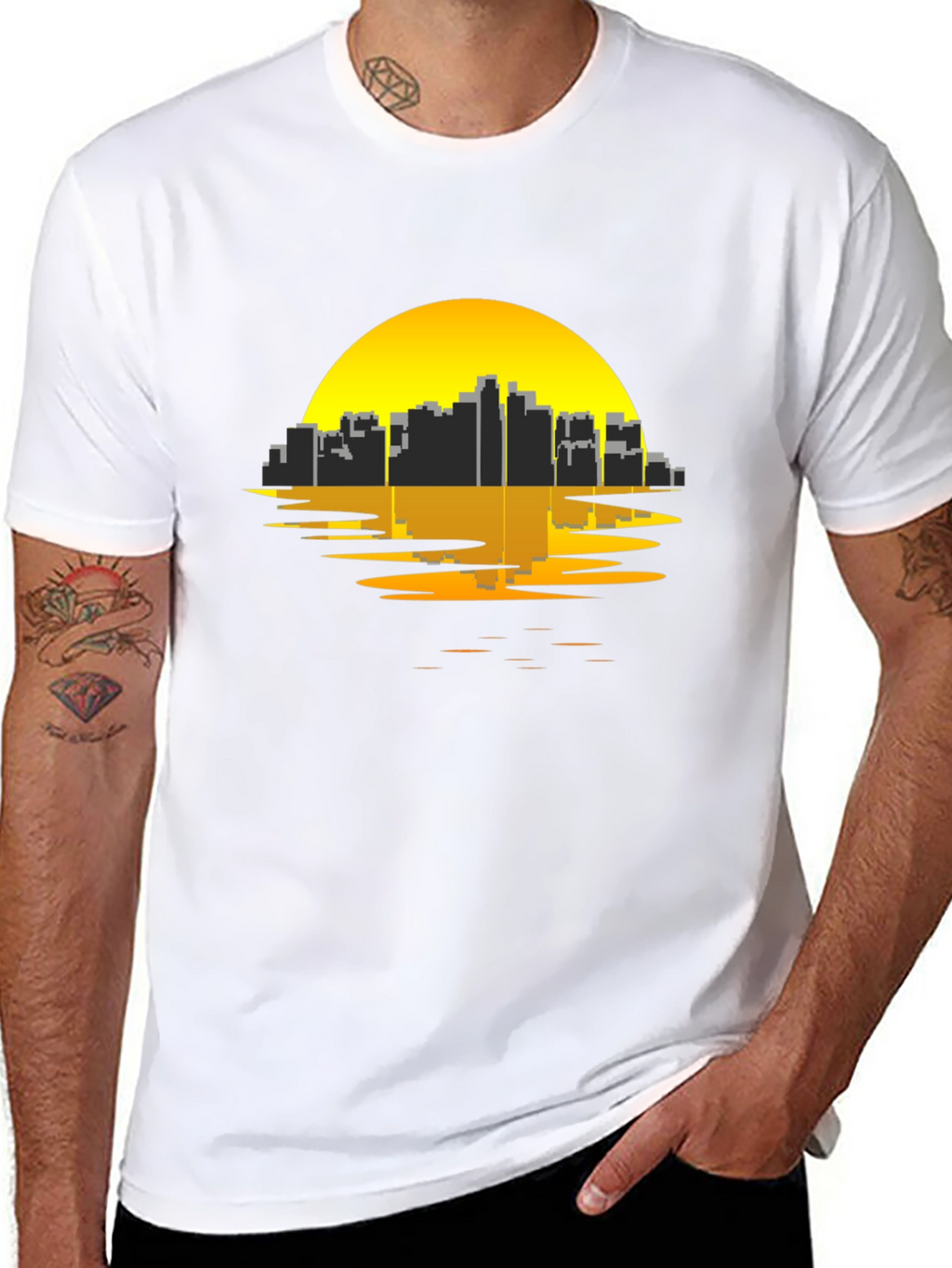 Urban Sunset Tee - Black Graphic T-Shirt