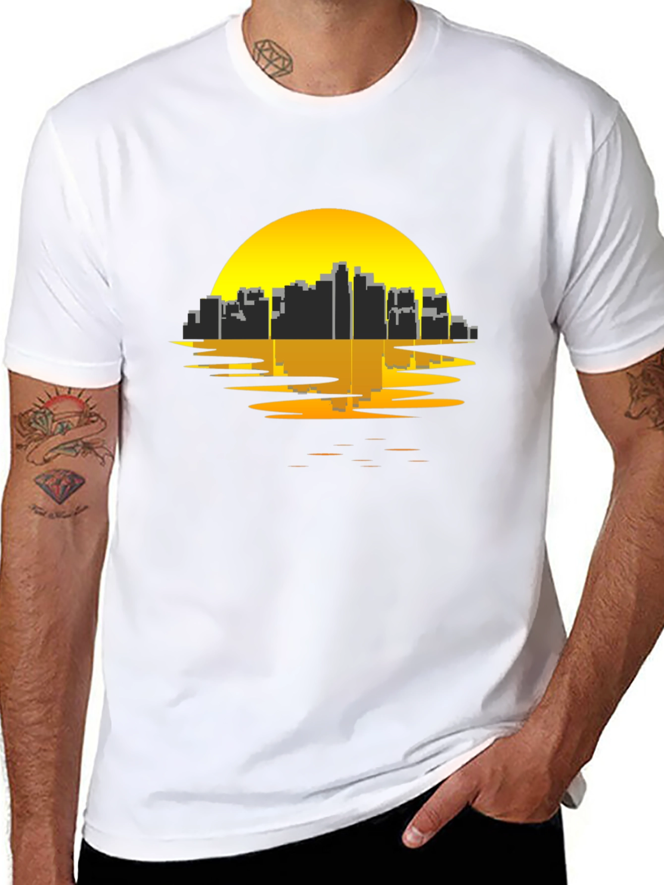 Urban Sunset Tee - Black Graphic T-Shirt