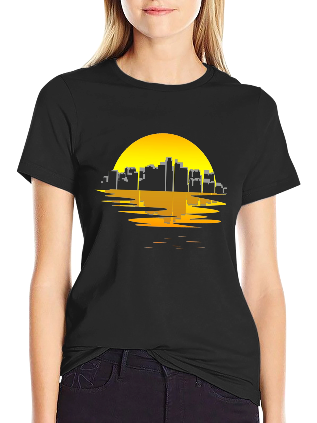 Urban Sunset Tee - Black Graphic T-Shirt